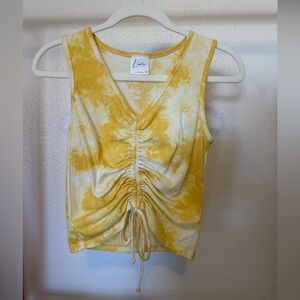 Olivia Rae Yellow Tie-Dye Ruched Tank Top
